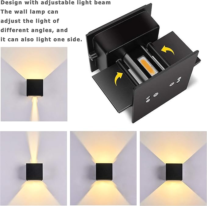 LANFU LED Aluminum Cube Square Wall Sconce Waterproof Outdoor Light Exterior Wall Lights fixtuers 20W 100-277V 2800K-3000K Not dimmable Warm Light 2LEDS Black-20W Outdoor Larger Version-VerdiqueGarden