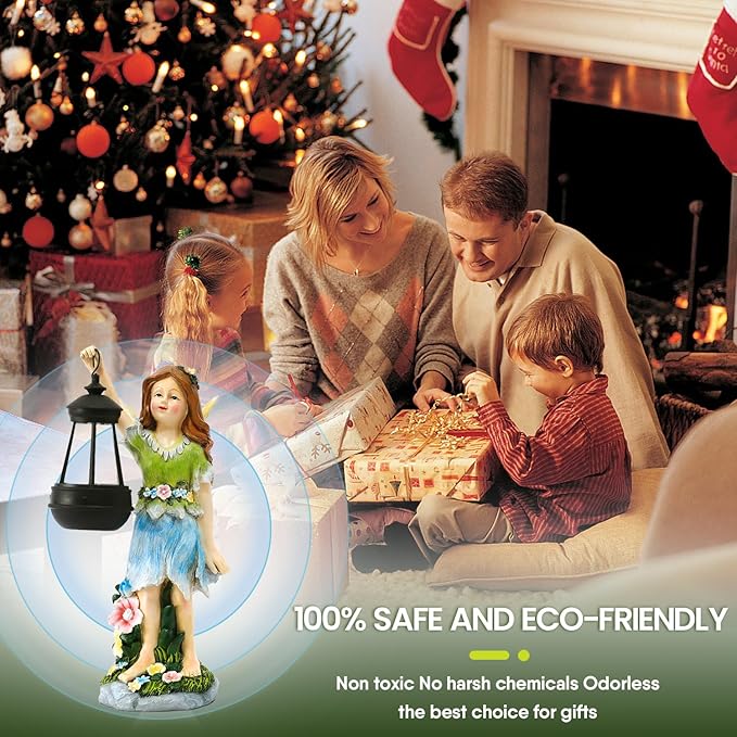 Fairy Garden Statue Solar Garden Fairy with Lantern Light Outdoor Garden Decoration Waterproof Solar Garden Sculpture for Patio Yard Lawn Gift for Mom Grandma-VerdiqueGarden