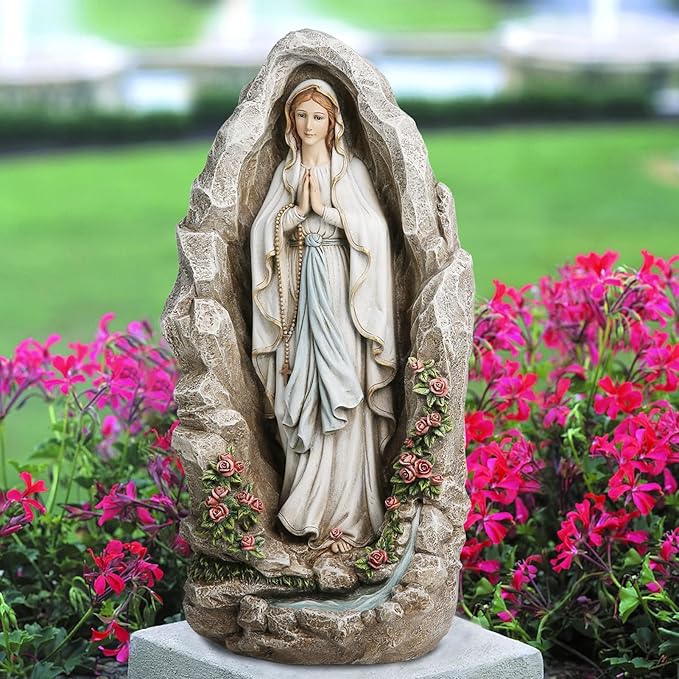 Our Lady of Lourdes Statue - 18 Inches Virgin Mary Statue Catholic Garden Decor, Our Lady of Lourdes Grotto Sculpture for Home Yard Patio Lawn Hallway Decor-VerdiqueGarden