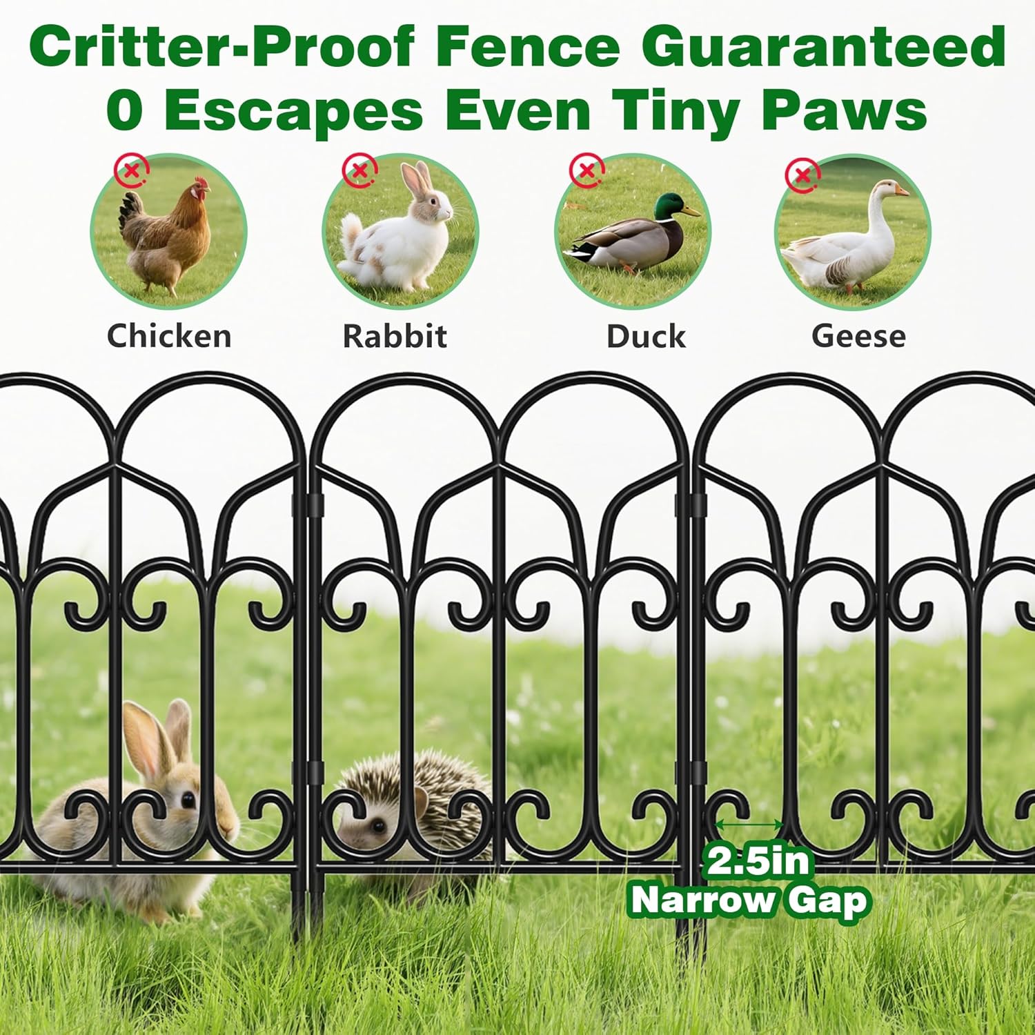 AMAGABELI GARDEN & HOME 10 Panels 22in(H)×10ft(L) Decorative Garden Fences and Borders for Dogs No Dig Metal Fence Panels Garden Edging Border Fence for Animal Barrier Fencing for Flower Beds Yard-VerdiqueGarden