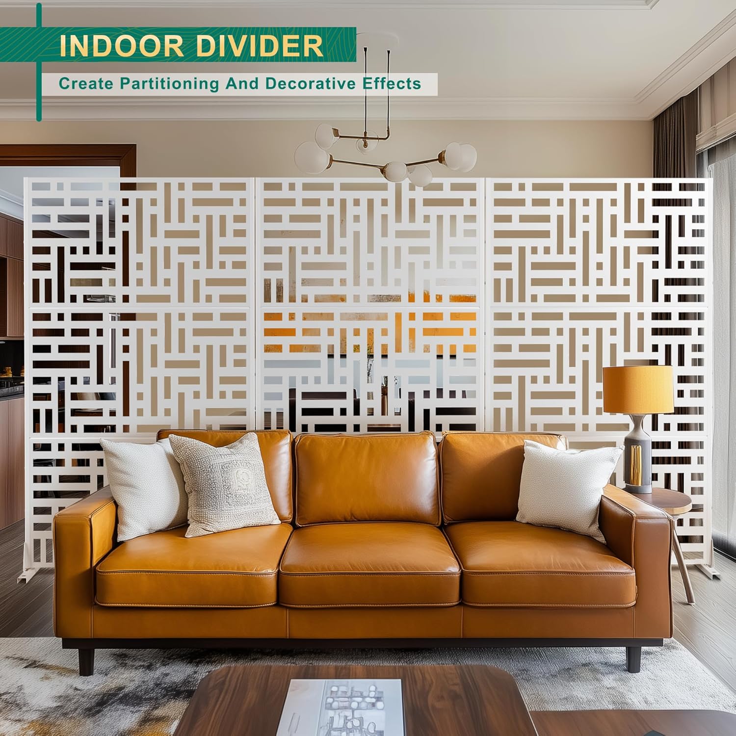 72" H×47" W Metal Privacy Screen Outdoor Privacy Screen Freestanding, Outdoor Privacy Screens and Panels for Patio Lawn Deck(Consists of 3 Panels)-VerdiqueGarden