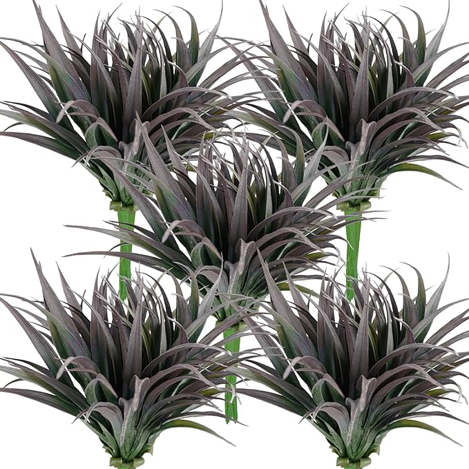 32 Pcs Artificial Grass Fake Plants 17.3in Outdoor Plants UV Resistant Faux Greenery Stems Fake Grass for Home Window Garden Office Patio Pathway Front Porch Halloween Décor Green & Black-VerdiqueGarden