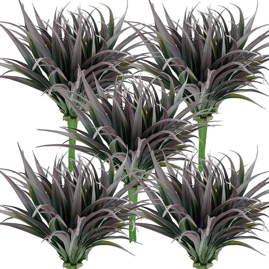 32 Pcs Artificial Grass Fake Plants 17.3in Outdoor Plants UV Resistant Faux Greenery Stems Fake Grass for Home Window Garden Office Patio Pathway Front Porch Halloween Décor Green & Black-VerdiqueGarden