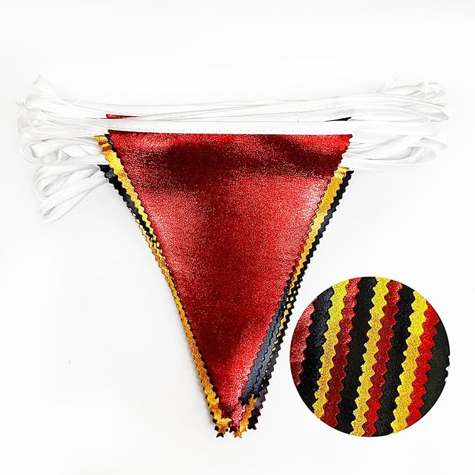 Red Black Gold Party Decorations Metallic Fabric Triangle Pennant Banner Flag Bunting Garland for Graduation Birthday Anniversary Pirate Poker Casino Las Vegas Christmas Holiday Party Supplies-VerdiqueGarden
