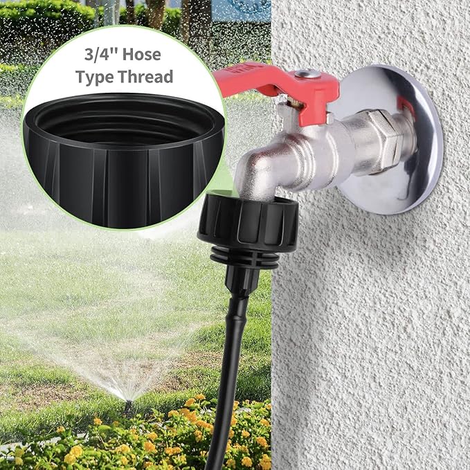 1/4 Inch Drip Irrigation Tubing Fitting to Faucet Adapter Connector, 2 Way Y Splitter for 3/4" Inch Garden Hose to 1/4 Inch Drip Irrigation Hose-VerdiqueGarden