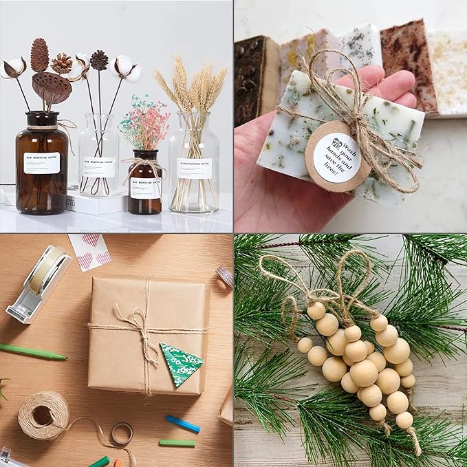 Natural Jute Twine,656 Feet 1/4 inch Hemp Twine Rope for Gift Wrapping Craft Plant Garden Christmas Handmade Arts Decoration Packing String Home Decor-VerdiqueGarden