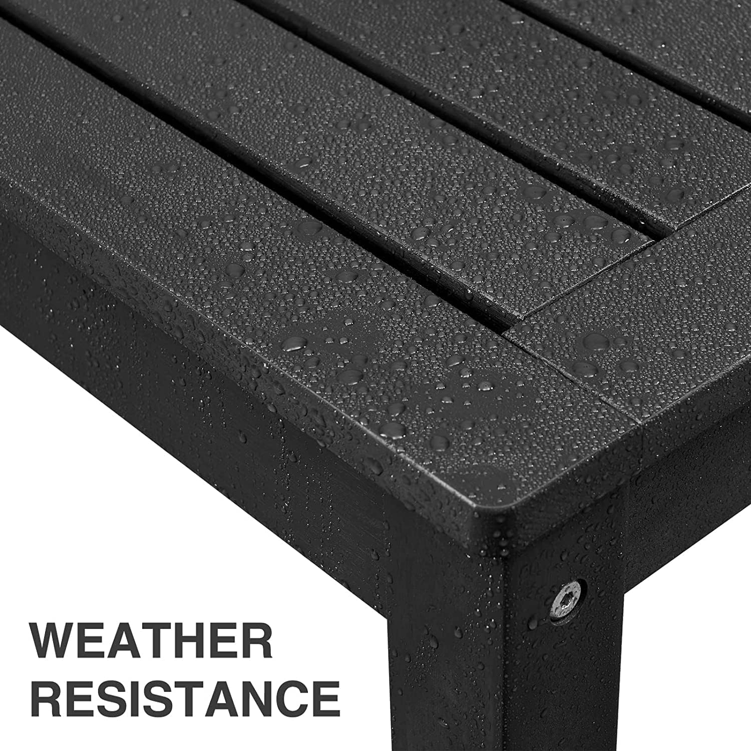 Psilvam Knight Bench Set of 2, Two Person Outdoor Poly Lumber Patio Backless Bench, Weatherproof Garden Bench That Never Rot and Fade, Suit for Church, School, Garden, Porch and Park (Black)-VerdiqueGarden