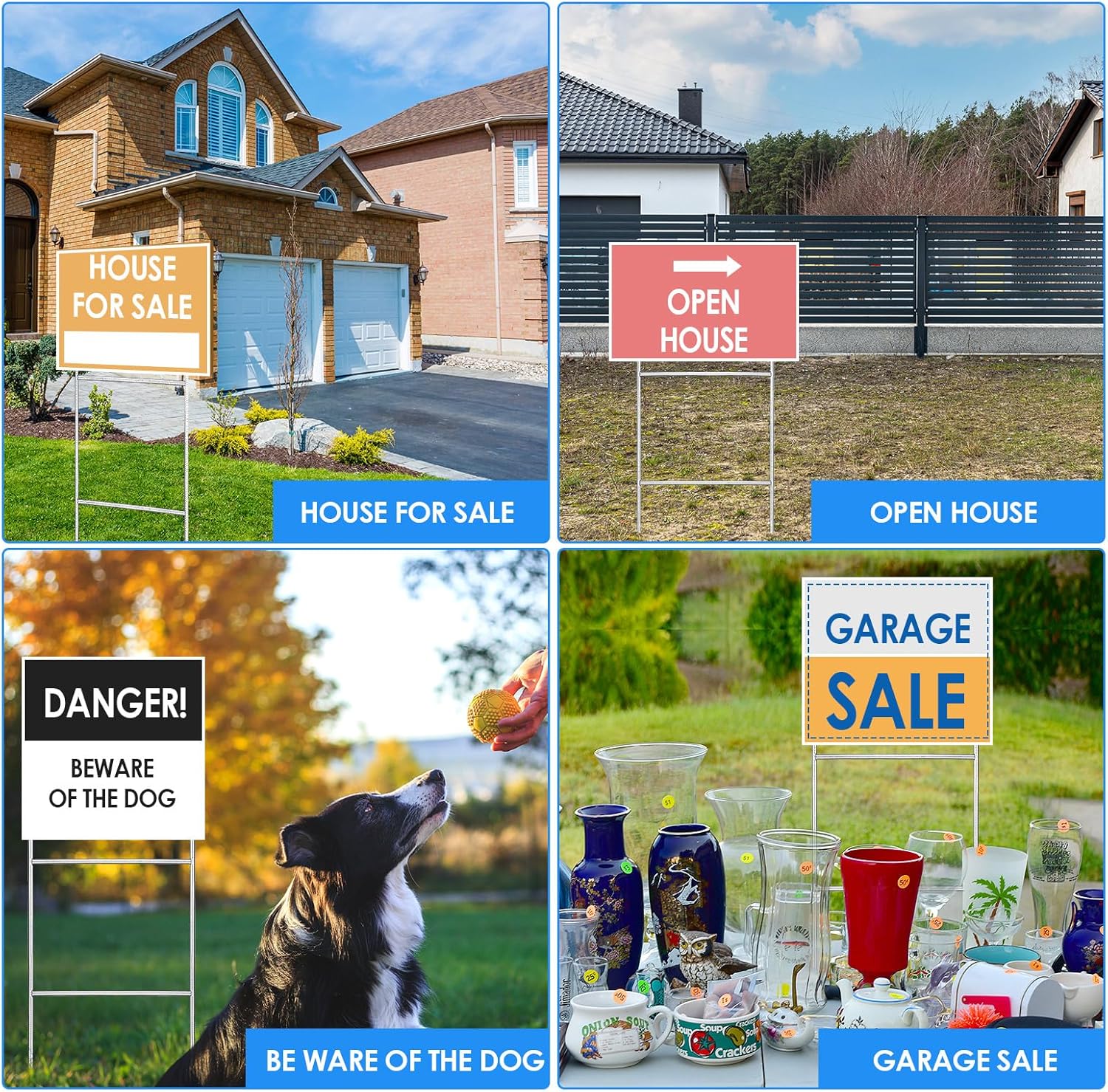 12 Pcs H Stakes for Yard Signs 24'' x 10'' Metal Heavy Duty H Frame Lawn Wire Stakes Weatherproof Metal Sign Holder Bulk for 4mm 5mm Corrugated Signs Board Guidepost Yard House Garden Decor-VerdiqueGarden