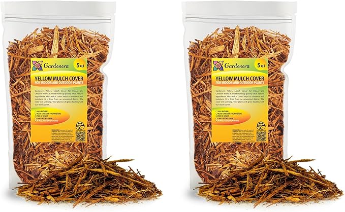 Yellow Mulch - Retain Moisture and Suppress Weeds for a Thriving Landscape - 10 QUARTS-VerdiqueGarden