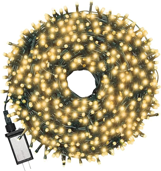 Christmas Tree Light 200 LEDs 73ft Green Cable Wire Fairy String Twinkle Lights Plug in 12 Modes for Xmas Party, Indoor, Outdoor, Garden, Wedding, Home Decoration (Warm White)-VerdiqueGarden