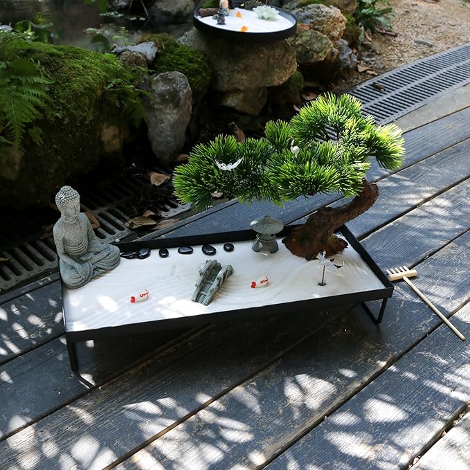 BangBangDa Japanese Meditation-Decoration - Home Office Bonsai Decor for Table Desk - Buddha Rock Sand Tabletop Decor Gifts for Women Man Friends-VerdiqueGarden