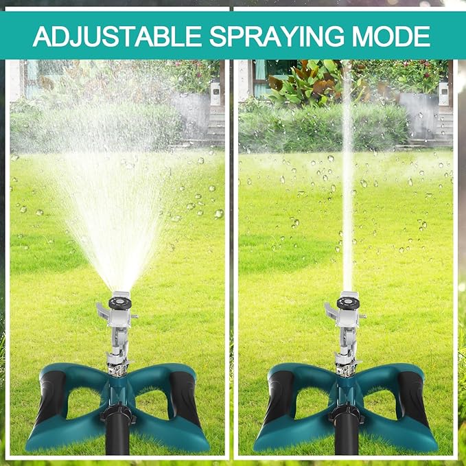 1 Packs Lawn Impact Sprinkler Heavy Duty Rotating Adjustable Pulsating Water Sprinkler Head with Metal Base, Adjustable Spraying Area and Distance for Large Area Garden Lawn Yard Irrigation-VerdiqueGarden