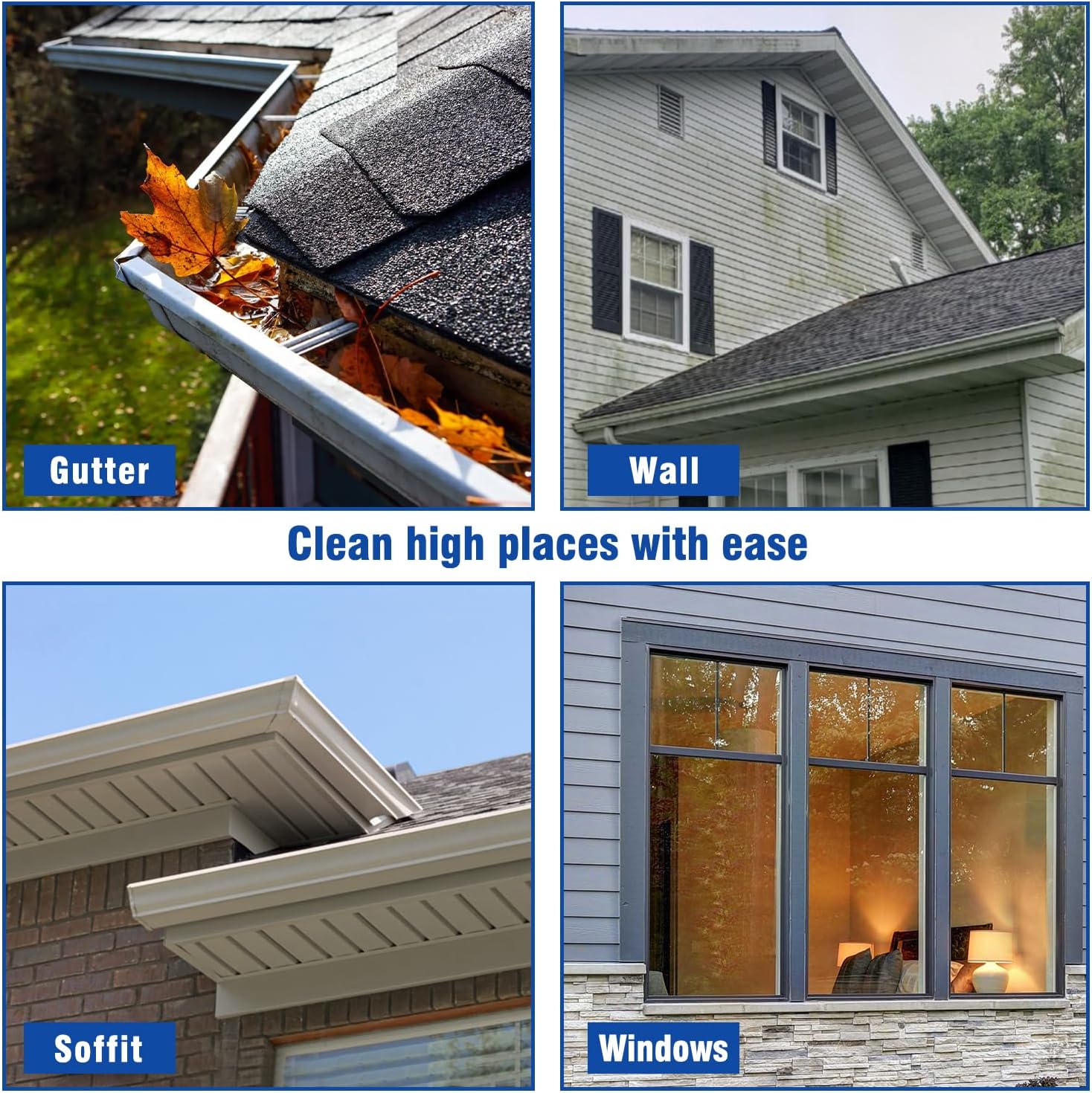 RAYNEL 25FT Telescoping Pressure Washer Extension Wand with Brush Head,2 Power Washer Extension Wands, Gutter Cleaner Attachment,7 Spray Nozzle Tips,Support Belt and 2 Hose Adapters-VerdiqueGarden