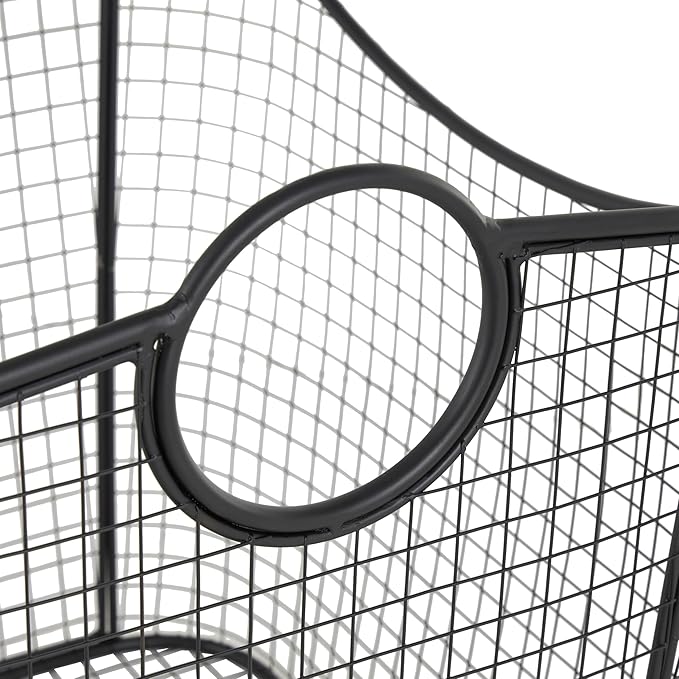 Deco 79 Metal Large Open Frame Wire Grid Storage Basket with Curved Sides and Ring Handles, 30" x 20" x 20", Black-VerdiqueGarden