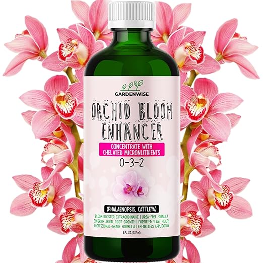 0-3-2 Giant Bloom: Orchid Bloom Enhancer - Orchid Bloom Booster - Orchid Food Fertilizer Concentrate - Chelated Nutrients for Healthy Flower & Reblooms (8 OZ)-VerdiqueGarden
