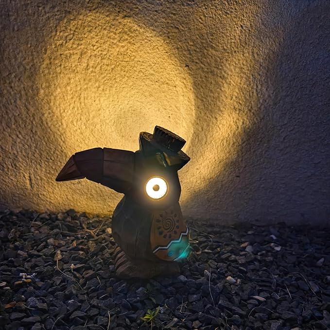 Solar Tiki Statue-WoodWoodpecker Bird-Garden Hawaiian - Solar Outdoor Light Garden Sculptures & Statues Totem Pole Bar Outdoor Patio Pool Yard Summer Decorations-VerdiqueGarden