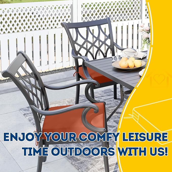 AAAAAcessories Outdoor Seat Cushions for Chairs, Waterproof, Fade-Resistant Patio Furniture Replacement Cushions, 21" x 21" x 4", Set of 2, Rust-VerdiqueGarden