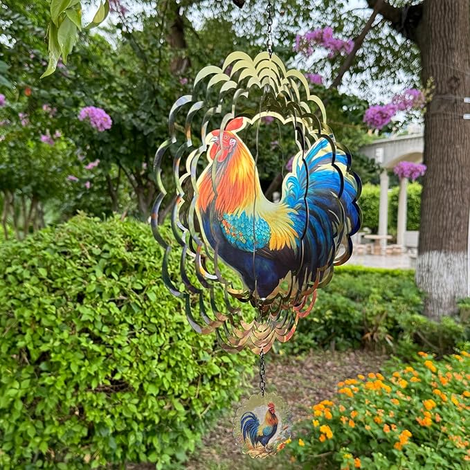 Rooster Wind Spinners 3D Hanging Wind Spinner Outdoor Clearance for Yard and Garden Decor 12inch Chicken Gifts for Women Mom-VerdiqueGarden