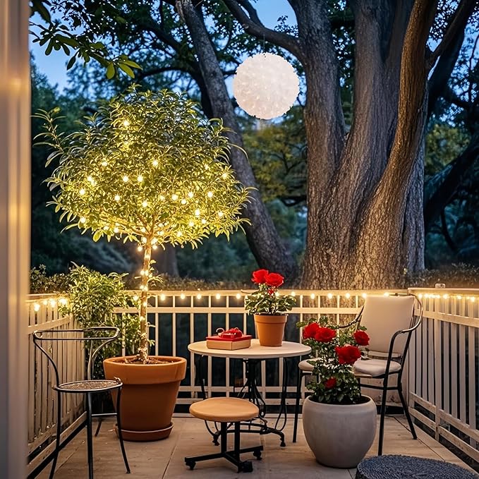100 Clear Warm Christmas Sphere Light, UL Certified and Commercial Grade 7.5 Inches Hanging Sphere, for Indoor and Outdoor Party, Garden, Gate, Patio, Trees.-VerdiqueGarden