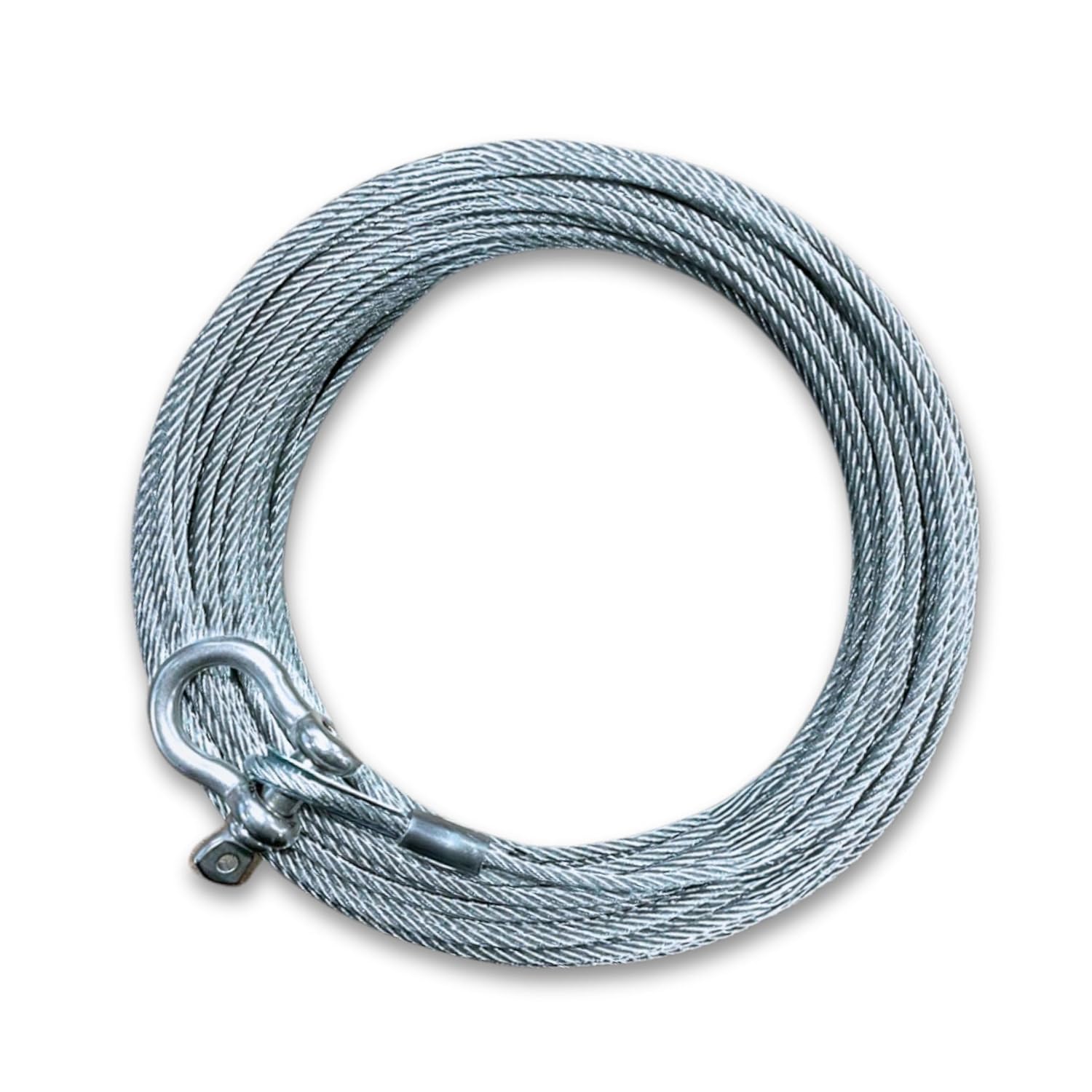 Tie Down 7x19 Aircraft Cable - Steel Cable with Loops - 2,500lbs Breaking Strength - Deck/Zip Line/Tow/Hanging Wire - 5/32" x 46 ft with Loop & Shackle-VerdiqueGarden