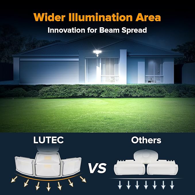 LUTEC 80W 9000LM LED Security Lights Motion Sensor Outdoor Lights, 4 Head LED Flood Light Outdoor 5000K Daylight, IP65 Waterproof, Motion Detected Light for Outside, Garage, Yard - 2 Pack (White)-VerdiqueGarden