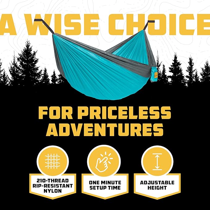 Wise Owl Outfitters Camping Hammock – 500lbs Portable Hammock with Tree Straps - Travel, Backpacking, Hiking, Outdoors Camping Gear - Single or Double-VerdiqueGarden