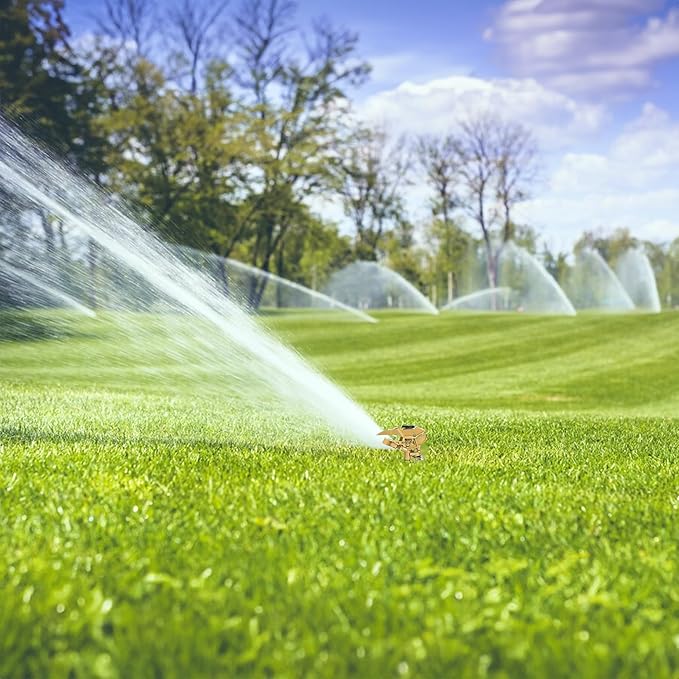 Hourleey 1/2 Inch Zinc Impact Sprinkler, 2 Pack Heavy Duty Lawn Sprinkler Head with Nozzles, Adjustable 0-360 Degree Impulse Watering Sprinklers for Large Coverage Garden Grass Yard Irrigation-VerdiqueGarden