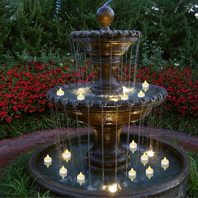 48 Pack Waterproof LED Floating Tea Lights, Flameless Flickering Battery Operated Outdoor Tealight Candles, White Water LED Votive Candles Bulk for Wedding Centerpiece Vase Halloween Decorations-VerdiqueGarden