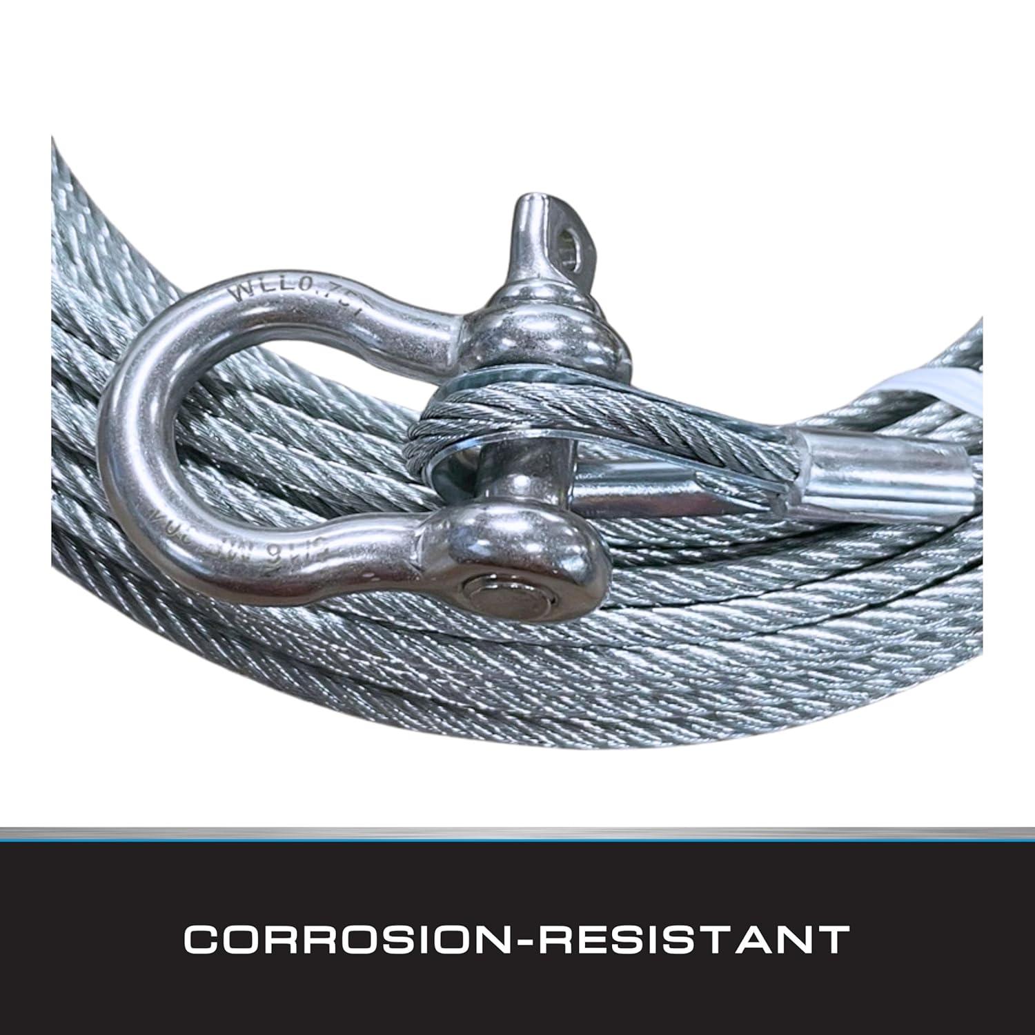 Tie Down 7x19 Aircraft Cable - Steel Cable with Loops - 2,500lbs Breaking Strength - Deck/Zip Line/Tow/Hanging Wire - 5/32" x 46 ft with Loop & Shackle-VerdiqueGarden