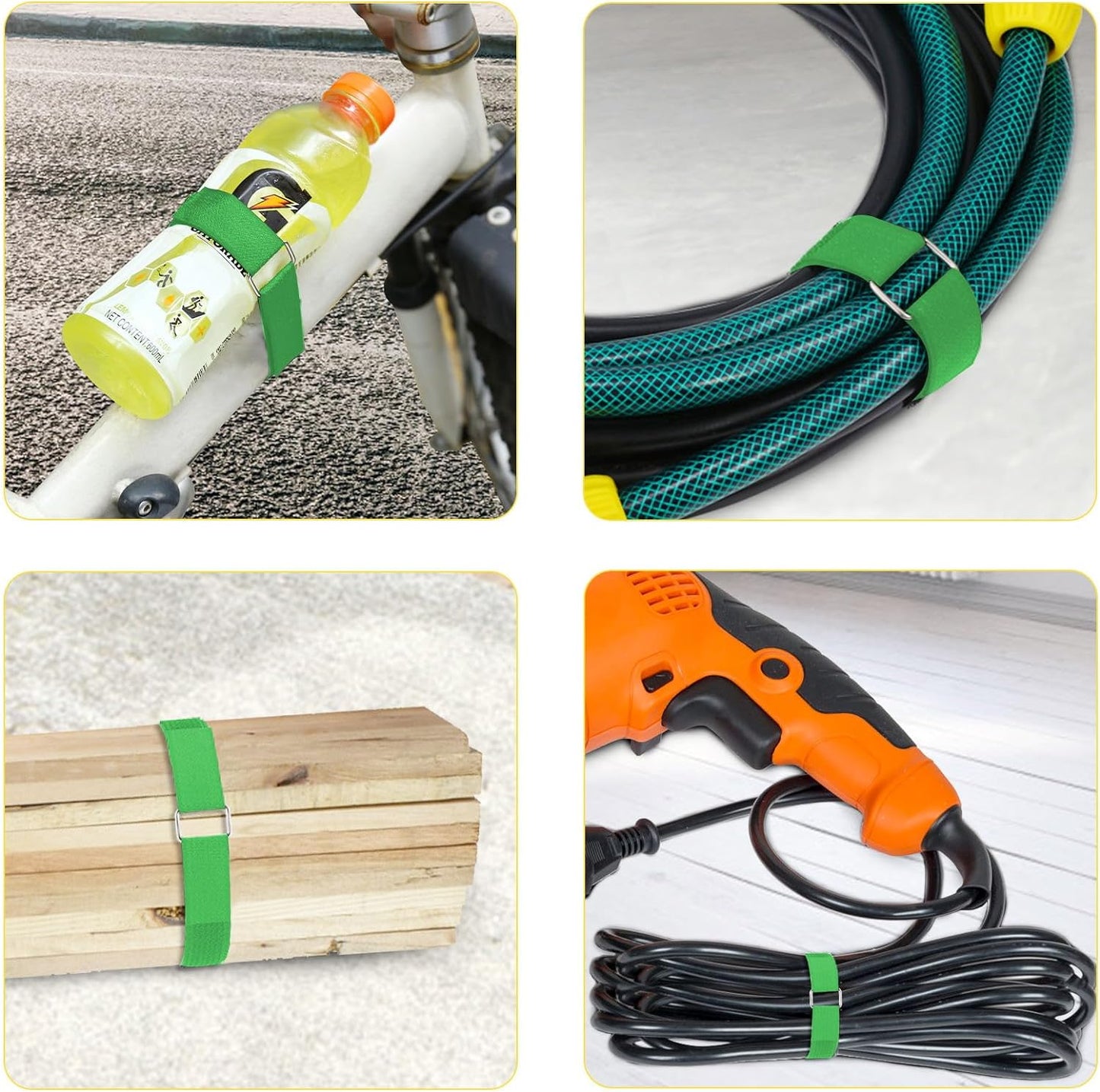 1"x16ft Hook and Loop Straps with 25 Metal Buckles, Adjustable Fastening Cable Straps, Cut-to-Length Cinch Strap, Reusable Nylon Securing Cord Ties for Organizer or Storage, 1 inch Wide,Green-VerdiqueGarden