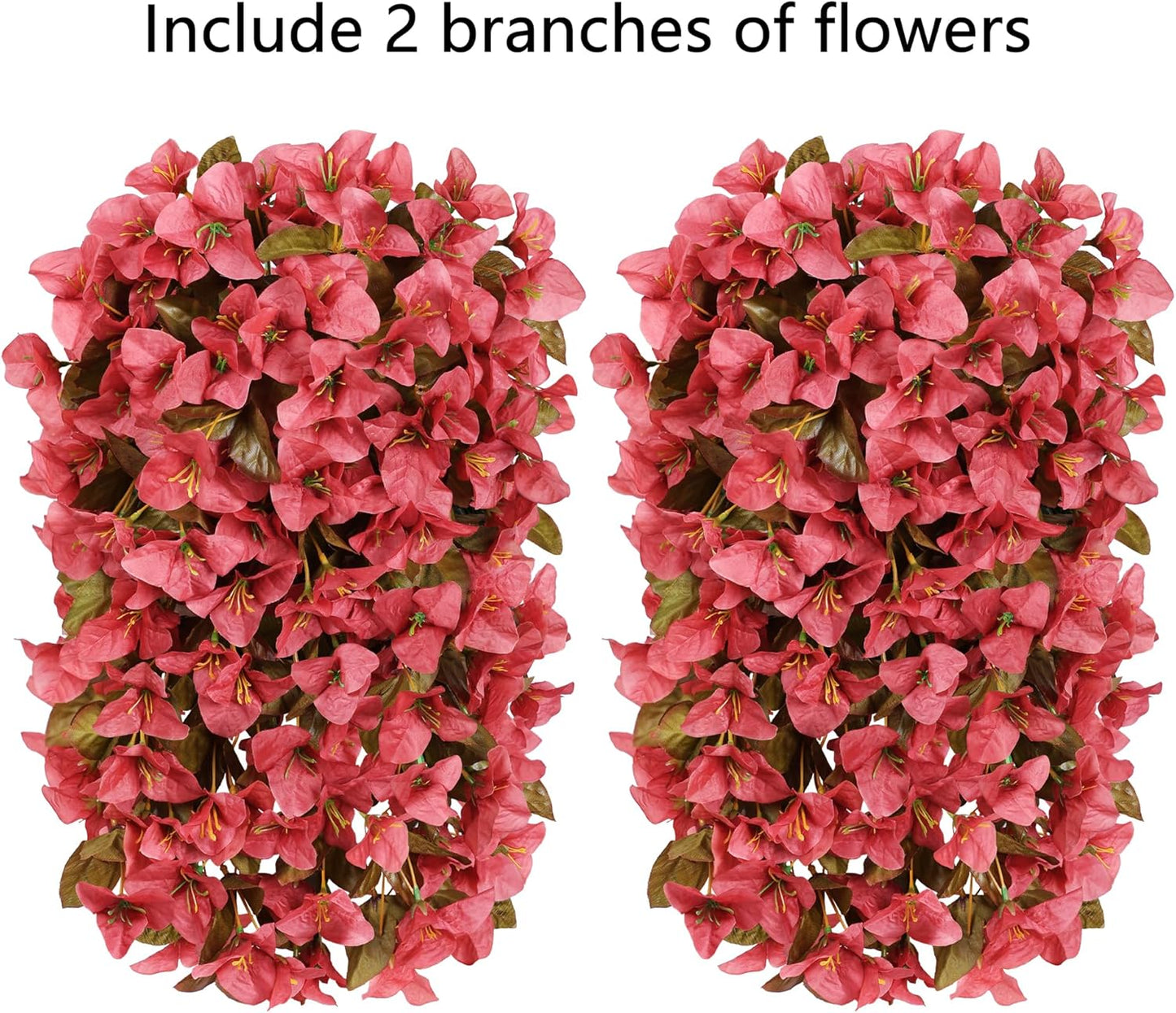 Bougainvillea Artificial Fall Hanging Flowers Plants for Outdoors Autumn Decoration, 2pcs Faux Bougainvillea Vines Red Fake Flowers Realistic UV Resistant Silk Flowers for Outside Planter Yard Home-VerdiqueGarden