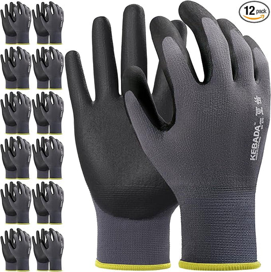 Kebada Work Gloves for Men and Women, Foam Nitrile Coated Safety Gloves with Grip, Ideal for Warehouse Package Handling, Gardening, Mechanic and Construction, XS-VerdiqueGarden