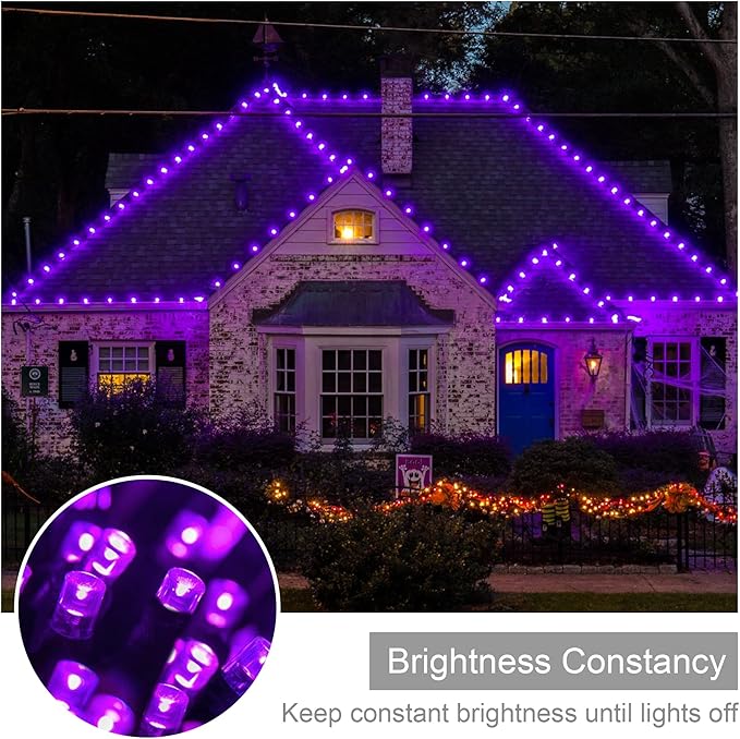 weillsnow 164FT 500 LED Purple Christmas Lights, 8 Modes Waterproof Plug in String Lights for Halloween Christmas Indoor Outdoor Yard Party Wedding Garden Home Decorations (Purple, 164FT)-VerdiqueGarden