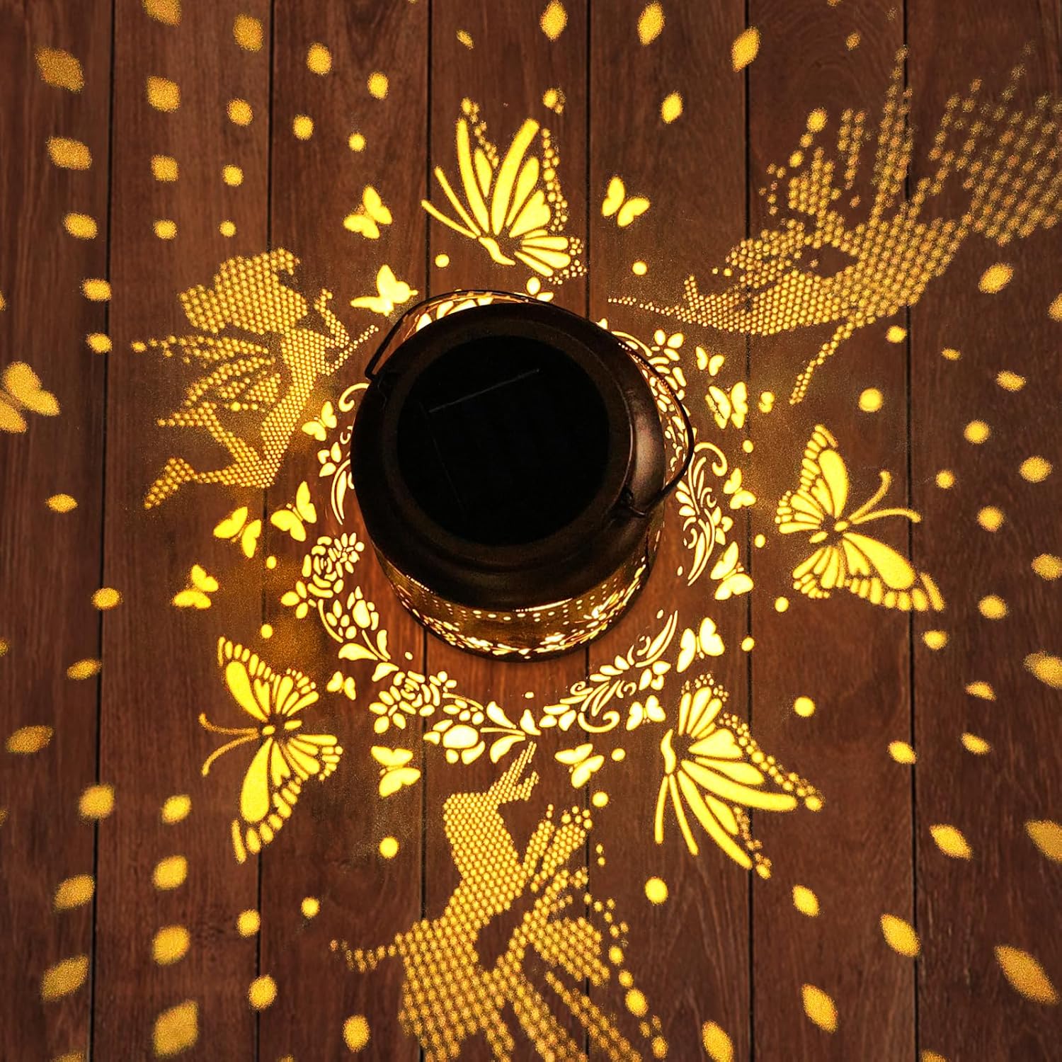 Solar Lanterns Outdoor Hanging Lantern Lights, Fairy Butterfly Metal Decor Lantern Waterproof Solar Lights LED Decorative Outside for Garden Yard Patio Lawn Birthday Gifts for Mom Grandma Women-VerdiqueGarden