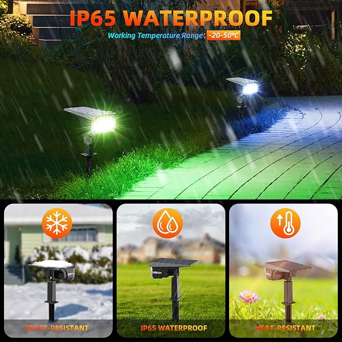 Solar Spot Lights Outdoor Color Changing, IP65 Garden Lights Solar Powered Waterproof with 9 Light Modes, Colored Landscape Lighting Auto On/Off, for Garden Pool Area Pond Yard, 10 Pack-VerdiqueGarden