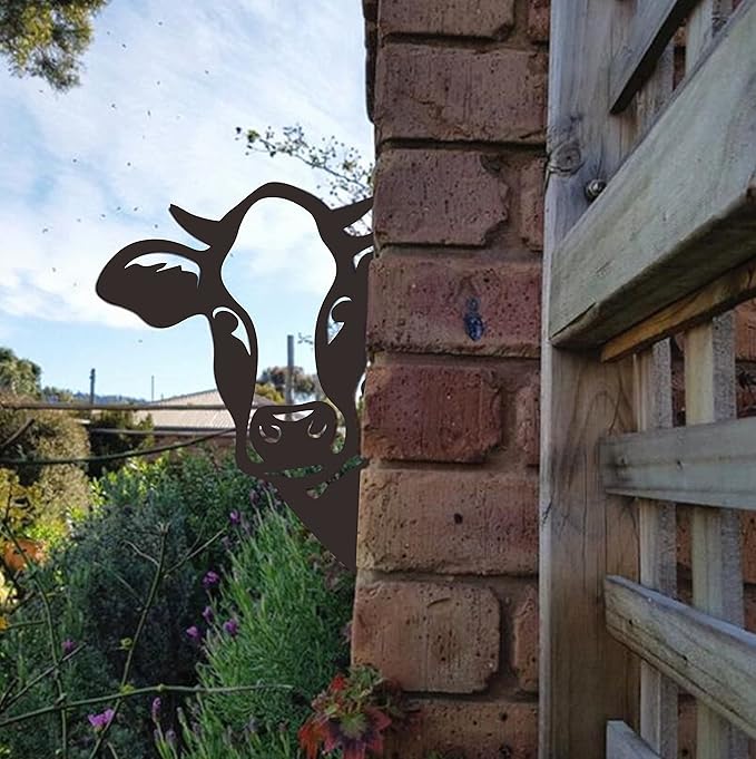 Cow Metal Art Farm Garden Decor Garden Fence Decoration Outdoor Decoration for Farmhouse Yard Lawn-VerdiqueGarden