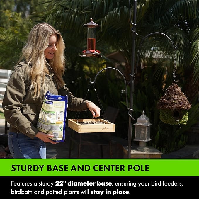 Yard Butler Yard Tree Bird Center - Durable Bird Feeder Holder & Hanging Plant Stand with 3 Hooks & Birdbath Ring - Beautiful Yard Decoration-VerdiqueGarden
