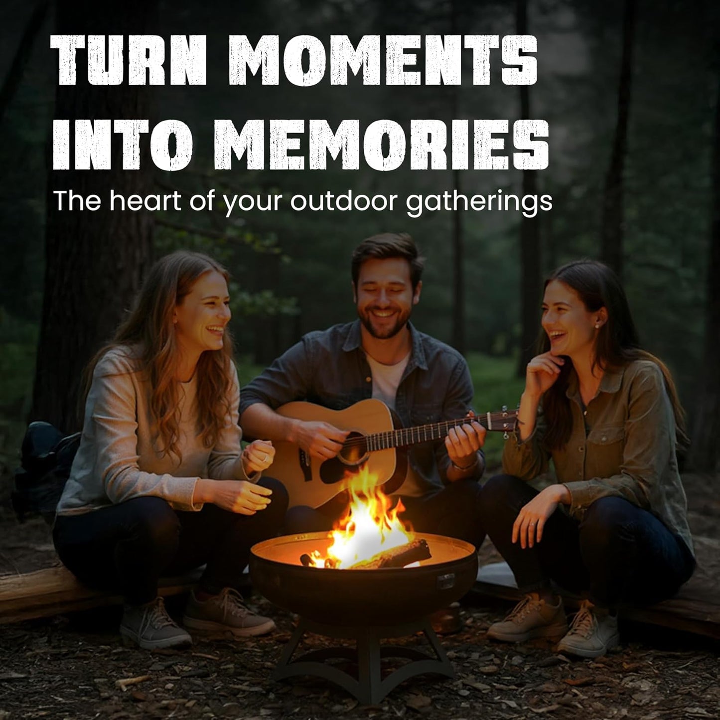 Liberty Fire Pit – Ohio Flame Wood Burning Outdoor Fire Pit - 24" Diameter with Hollow Base (Made in USA)-VerdiqueGarden