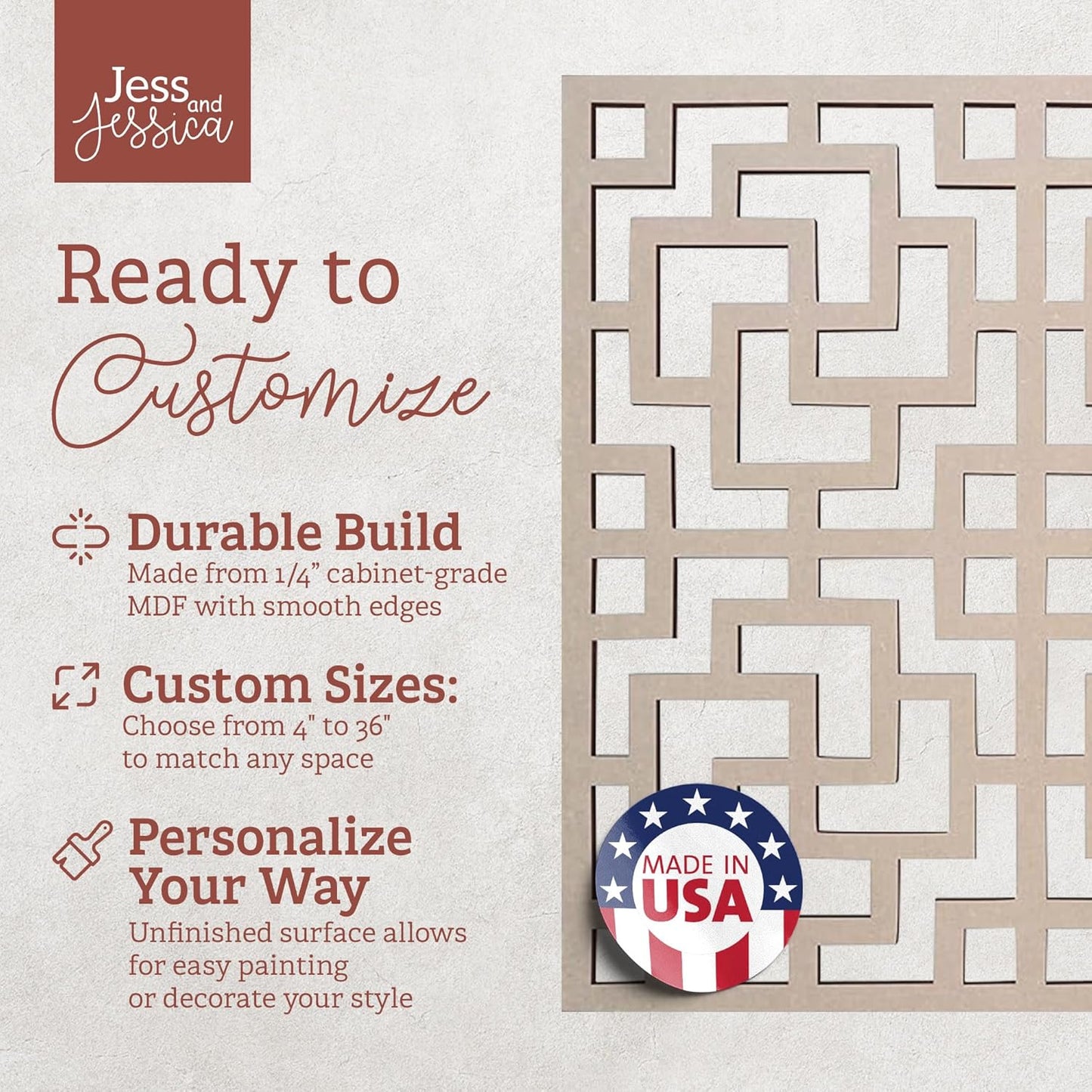 Lattice Panel with an Aztec Decorative Design MDF Home & Yard Décor - Wall Panel - Privacy Screen - Trellis - Indoor and Outdoor Use-VerdiqueGarden