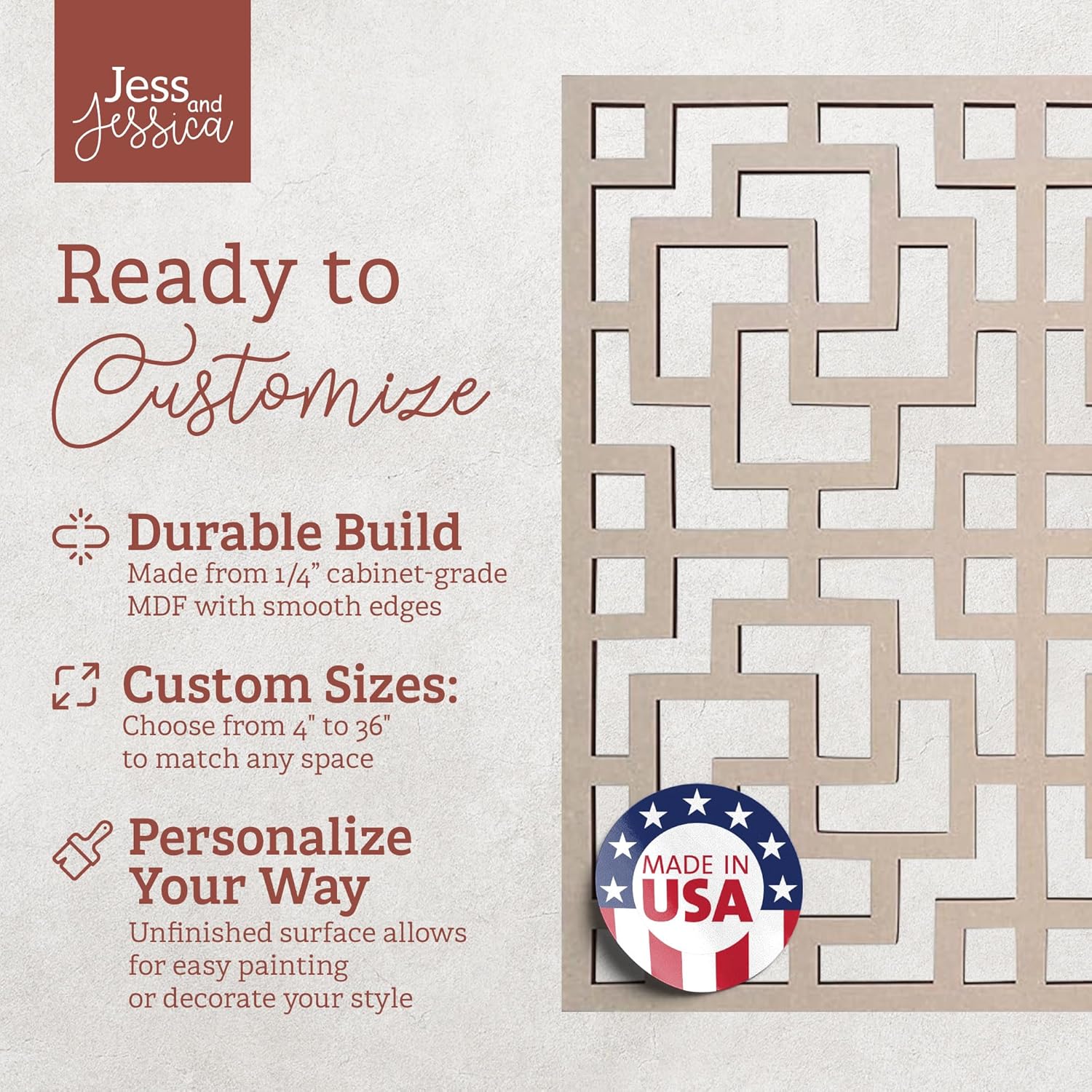 Lattice Panel with an Aztec Decorative Design MDF Home & Yard Décor - Wall Panel - Privacy Screen - Trellis - Indoor and Outdoor Use-VerdiqueGarden