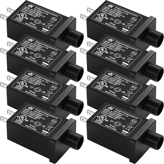 Replacement Yard Inflatable Adapter Power Supply Adaptor - 12V 1.5A 8 Pcs - Inflatable Plug Replacement Class 2 Power Supply - for Christmas Tree Light/Thanksgiving Yard Blow Up Decorations-VerdiqueGarden