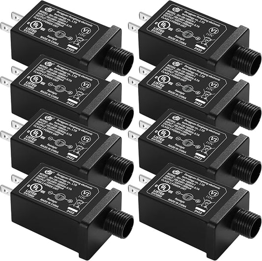 Replacement Yard Inflatable Adapter Power Supply Adaptor - 12V 1.5A 8 Pcs - Inflatable Plug Replacement Class 2 Power Supply - for Christmas Tree Light/Thanksgiving Yard Blow Up Decorations-VerdiqueGarden