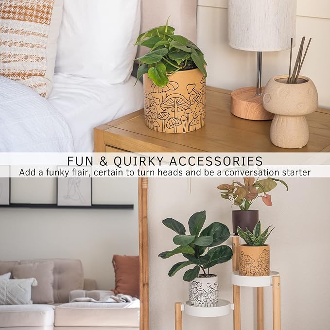 BASE ROOTS Mushroom Planter, Speckled Terracotta, Indoor/Outdoor, Holds Small Plants-VerdiqueGarden