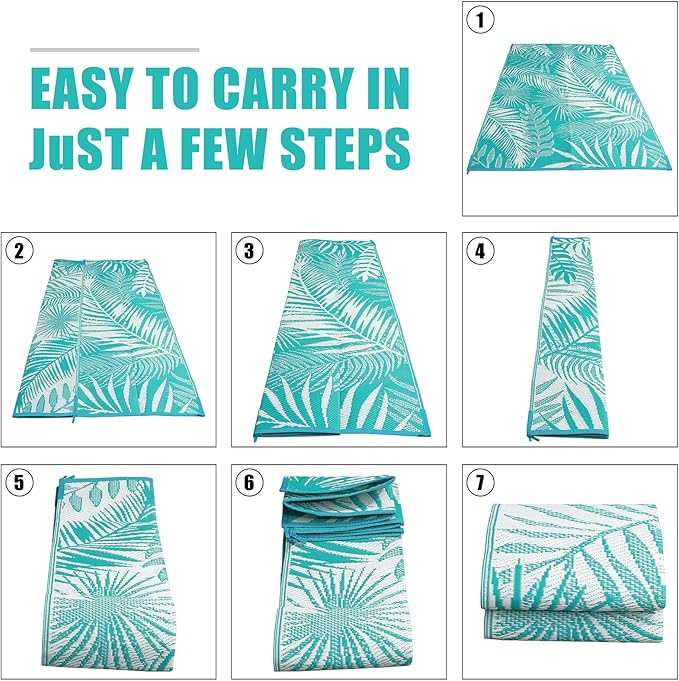 HiiARug Outdoor Rugs 9x12 for Patios Clearance Large Outdoor Rug, Outdoor Plastic Straw Rug RV Camping Rug Large Outdoor Mat for RV, Patio, Backyard, Deck, Picnic, Beach, Trailer, Camping-VerdiqueGarden