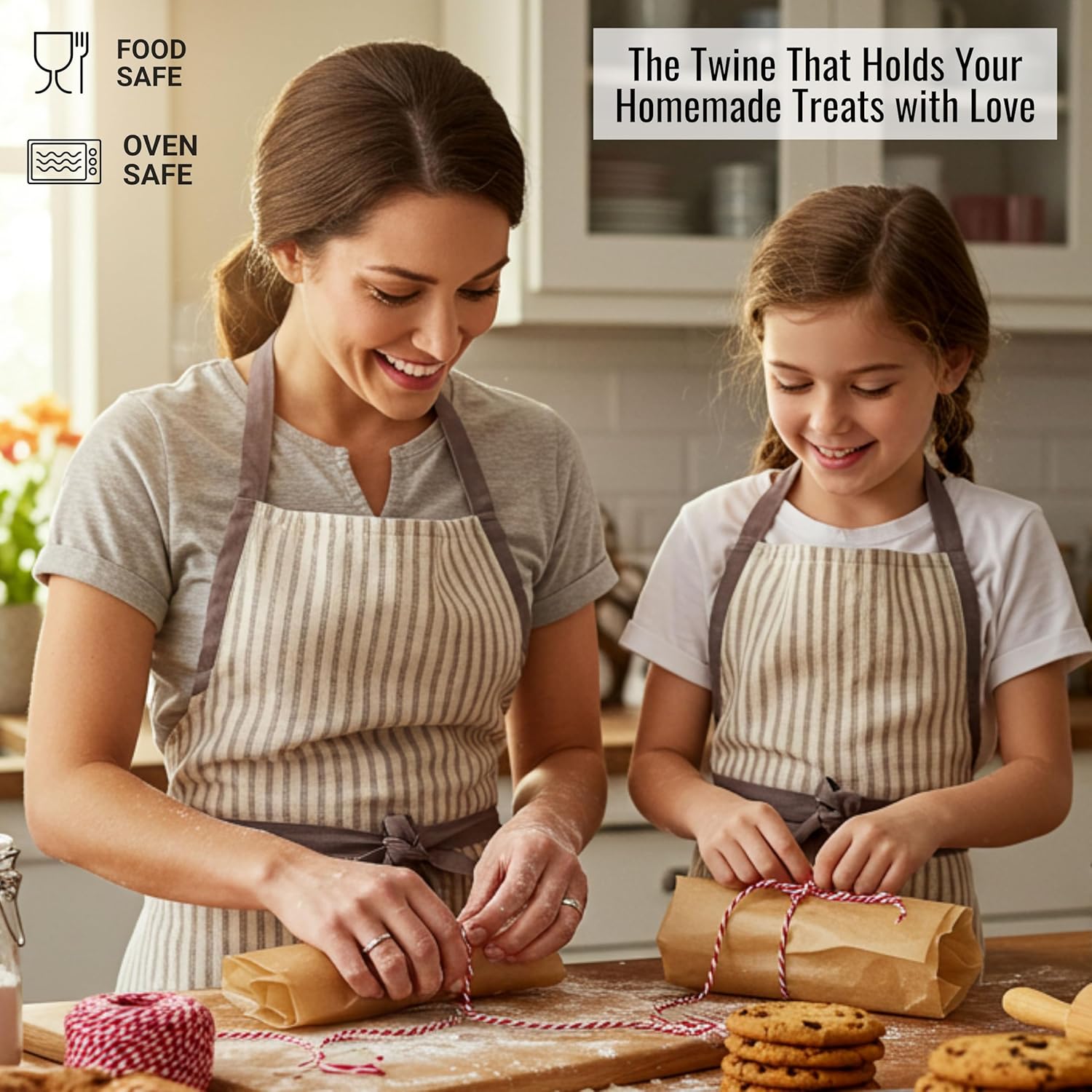 Red and White Organic Twine Cotton String - 200 Feet Wrapping, Baking, Butcher, Crafts, DIY Projects, Easter, Christmas-VerdiqueGarden