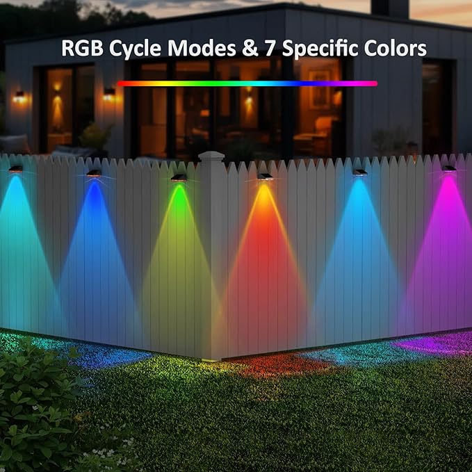 HENRE Solar Fence Lights Outdoor - 9 Color Modes & Cyclical Gradient, IP44 Waterproof Solar Outdoor Light, Auto On/Off, Fence Lights Solar Powered for Garden, Pathway, Yard Decor (12-Pack)-VerdiqueGarden