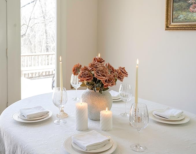 White Ceramic Vase Flower Vase, Big Textured Round Vase for Centerpieces, Kitchen, Living Room, Bedroom Decor Gifts-VerdiqueGarden