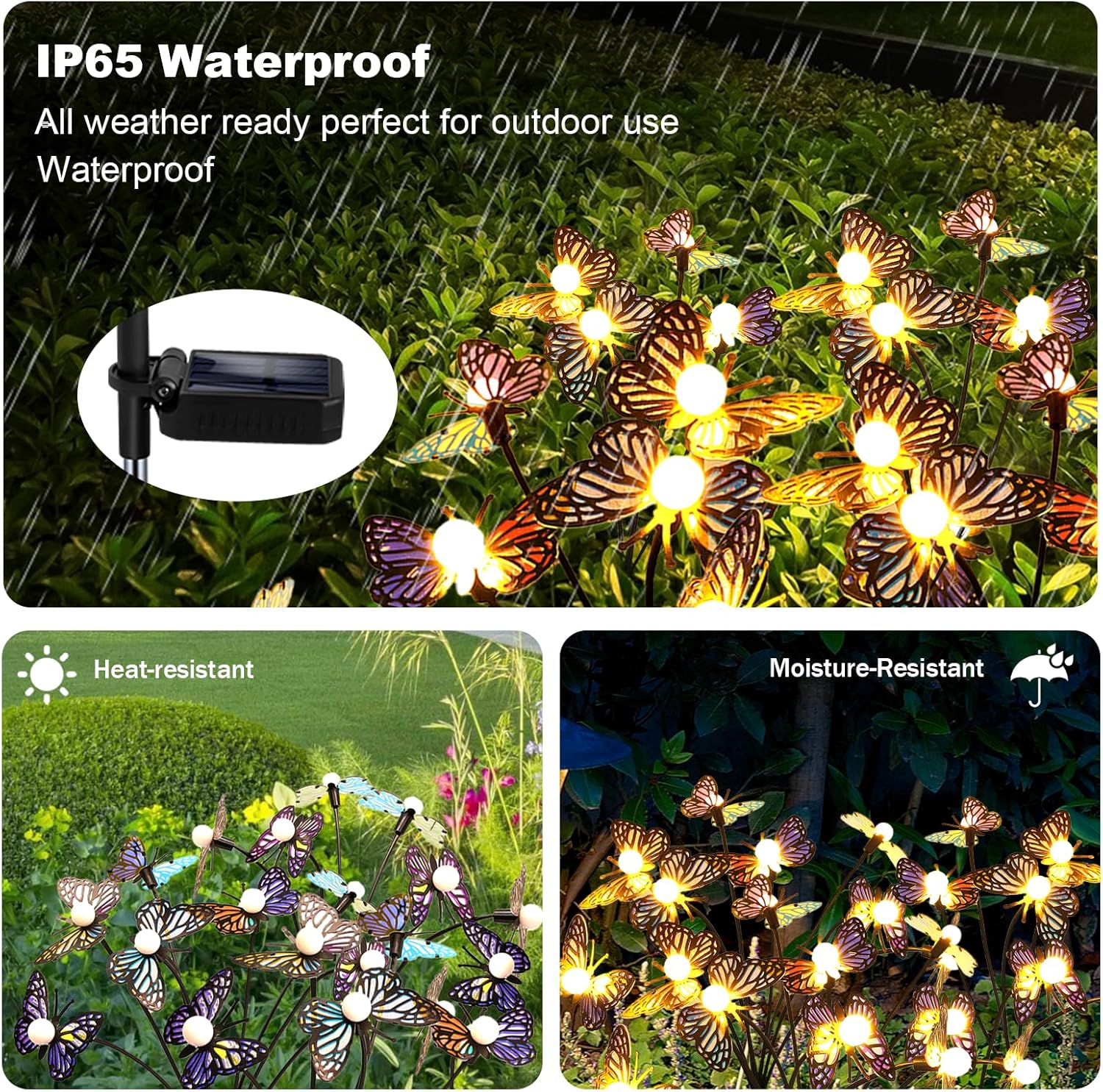 Solar Garden Butterfly Lights, 4 Pack 32 LED Solar Swaying Lights, Swaying in The Wind, Waterproof Firefly Light Outdoor Fairy Light for Garden Patio Yard Pathway Flower Bed Decoration-VerdiqueGarden