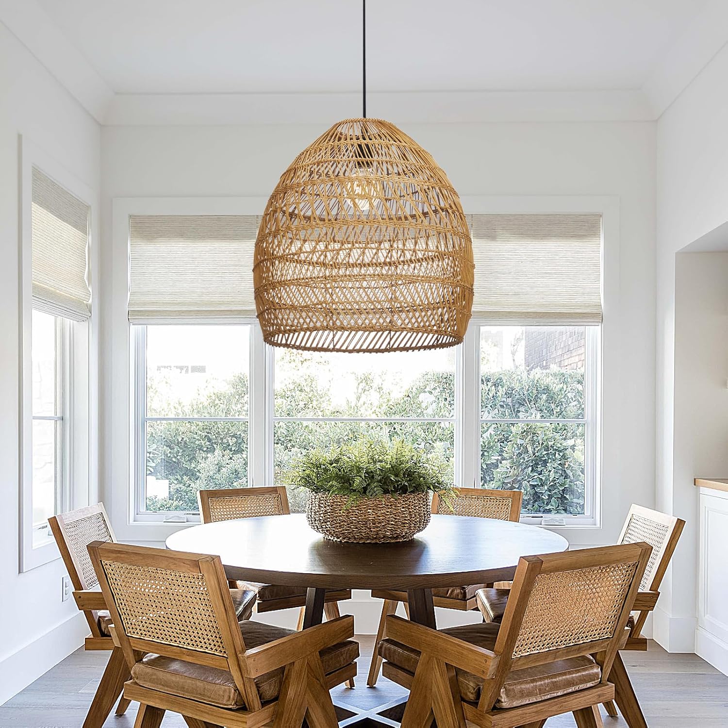 Arturesthome Boho Chandelier Rattan Pendant Light,19.6” Large Wicker Pendant Light Fixtures,Basket Hand Woven Hanging Lamp for Dining Room Living Room Kitchen Foyer-VerdiqueGarden