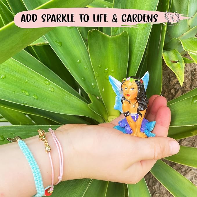 WILD PIXY Indoor Fairy Figurine – Miniature Fairy for Gardens, Ornaments, or Cake Toppers, Fairy Garden Decor and Accessories, Premium Resin, Designer Gift Box with Poem Card-VerdiqueGarden